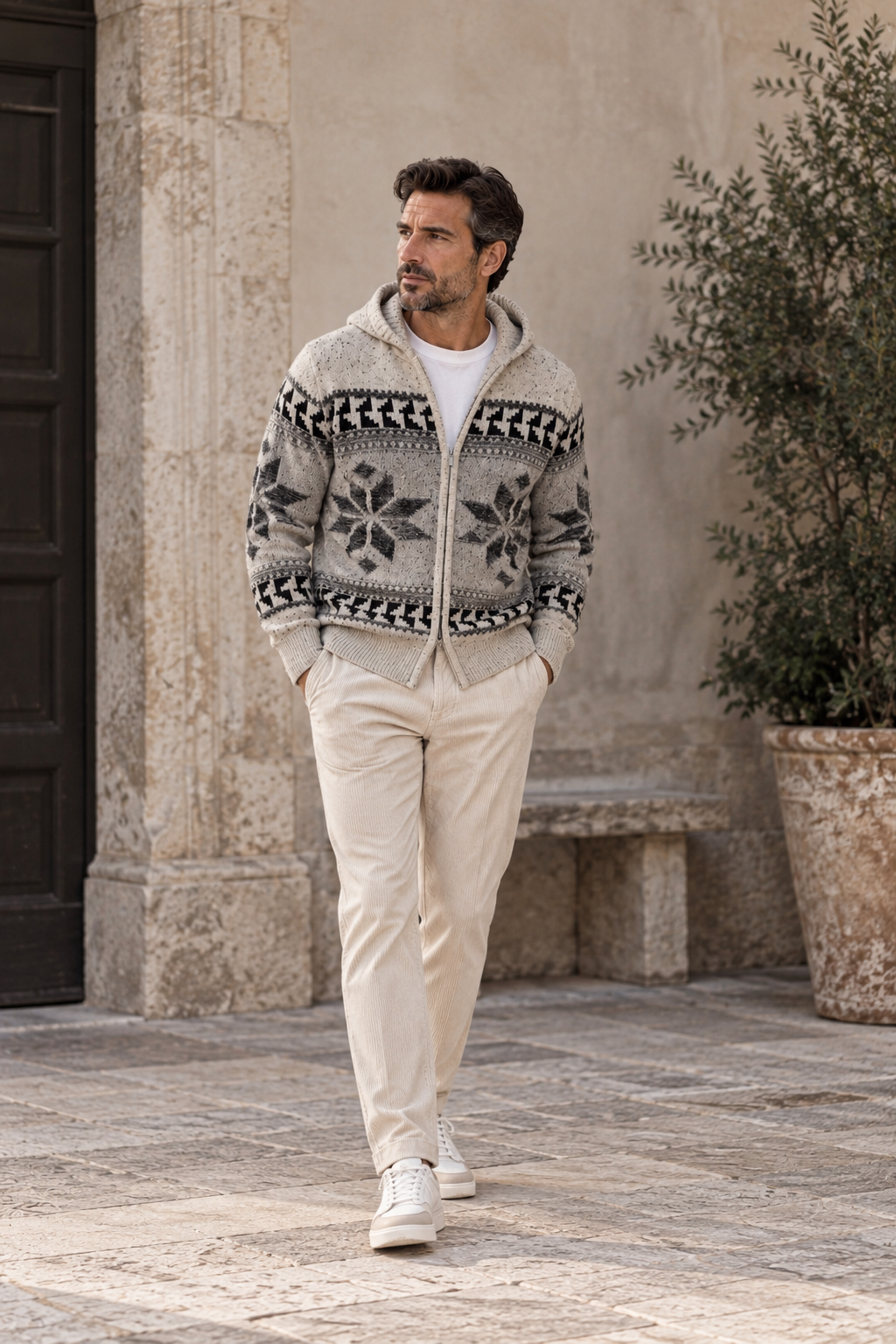 Cardigan in Misto Lana con Cappuccio e Zip Opificio 4.0
