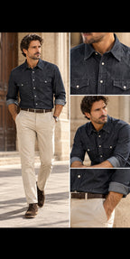 Camicia Western in Denim Lavato