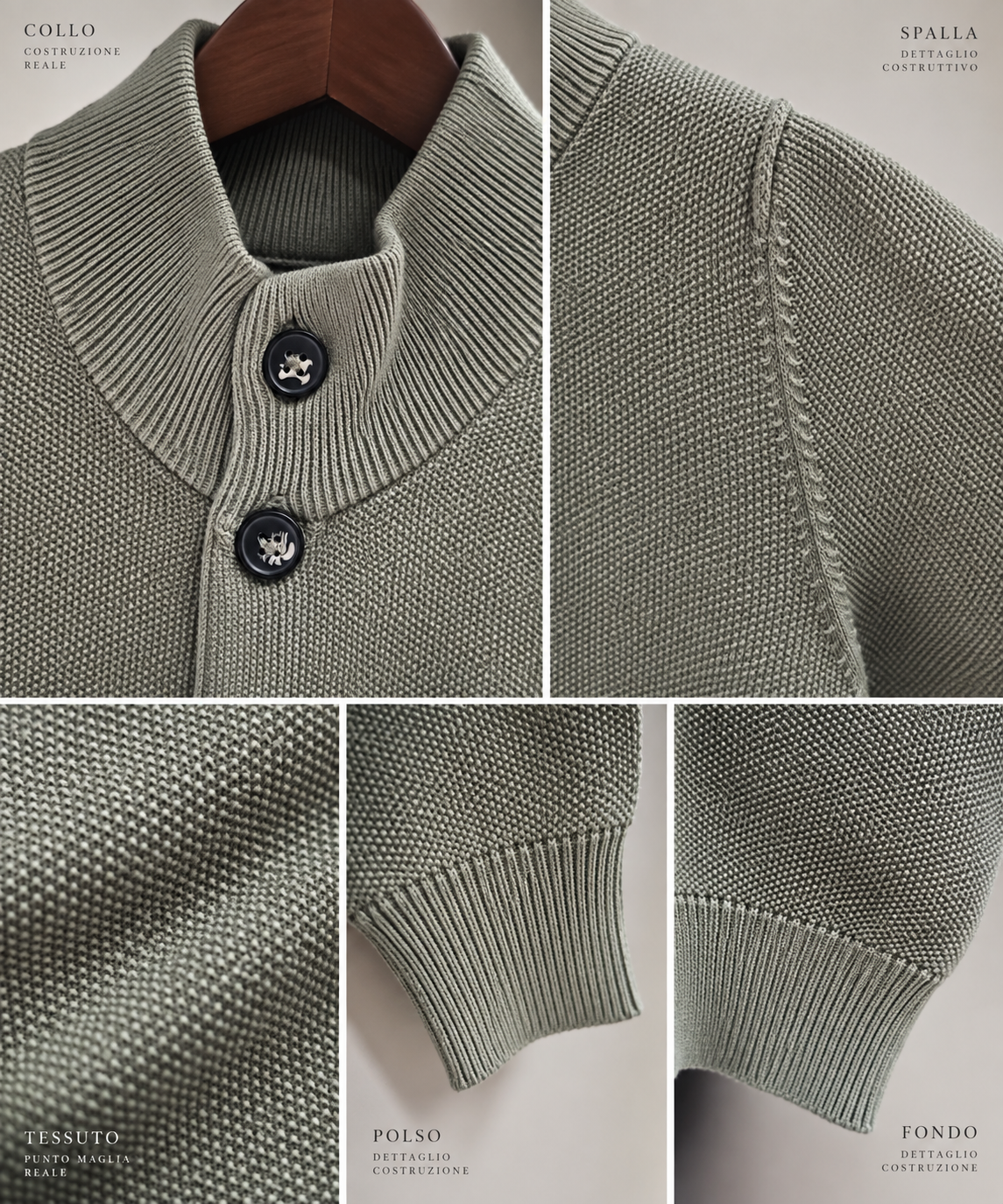 Cardigan Malagrida 100% Cotone – Verde Salvia