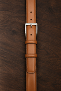 Cintura in pelle color cuoio