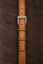 Cintura in pelle color cuoio