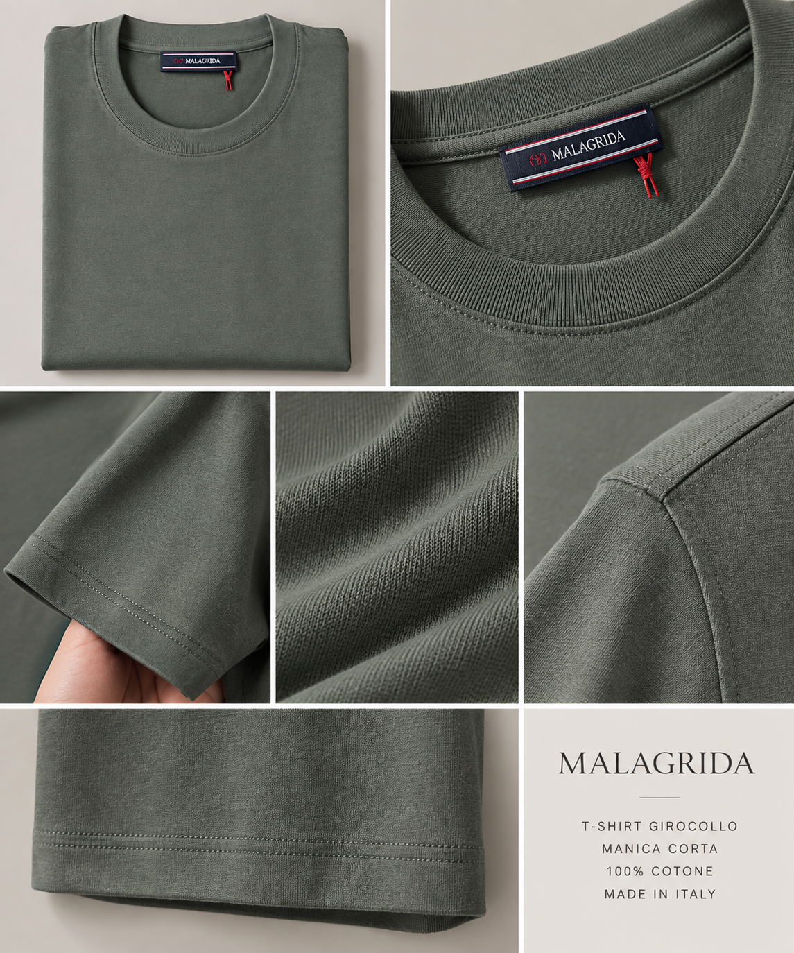 T-shirt Malagrida in piqué – Verde salvia