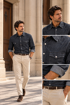 Camicia Western in Denim Lavato