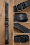 Cintura in pelle blu navy